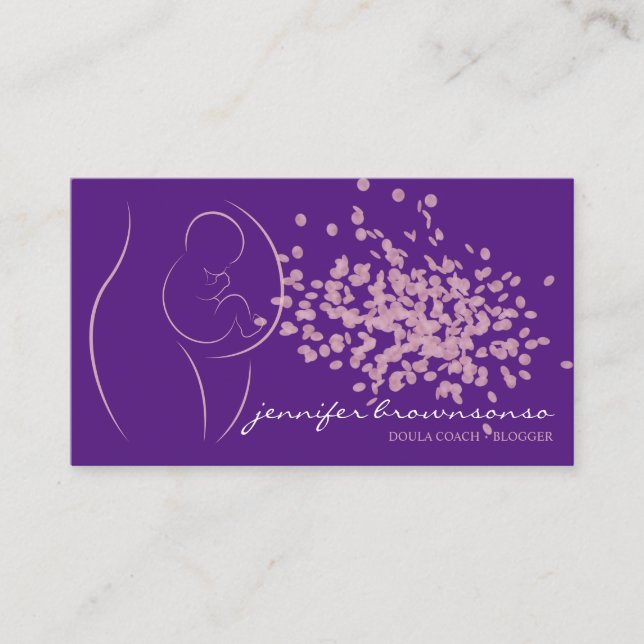 Lila Rosa Snyggt Doula Birth Coach Gravida Visitkort (Framsida)