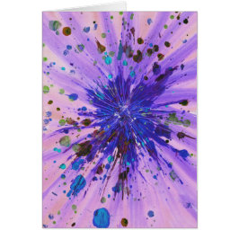 Lila Rosa Stjärnexplosion Akryl Splatter-målning Hälsningskort