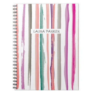 Lila Rosa stripe Minimal Professionell Girly Anteckningsbok