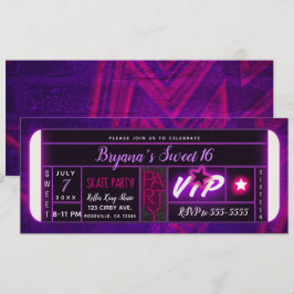 Lila Rosa Svart Ljuslyser Biljett till Födelsedags Inbjudningar