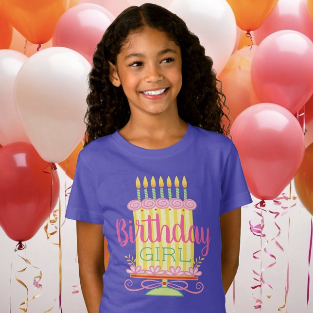 Lila Rosa Sweet Whimsical Birthday Girl T Shirt (Skapare uppladdad)