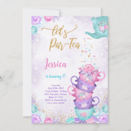 Lila & Rosa Tea Party Födelsedagsinbjudan Inbjudningar