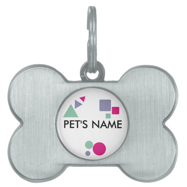 Lila rosa teal pet namn former färg ID-bricka husdjur (Framsidan)