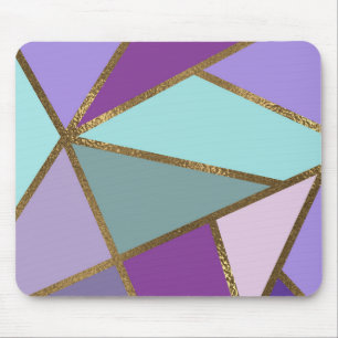 Lila Rosa Teal Turcos & Bronze Guld Geometric Musmatta