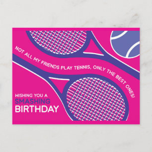 🎾 Lila rosa Tennis Birthday Card Vykort
