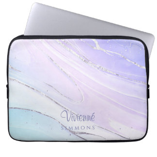 Lila Rosa Tosca Ombre Marble Anpassade Laptop Fodral