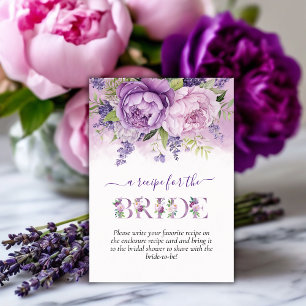 Lila & Rosa Trädgårdsblommor Bröllopsdusch Brud Tilläggskort