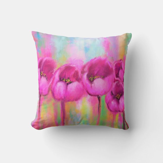 Lila Rosa Tulips Pillow Kudde (Framsida)