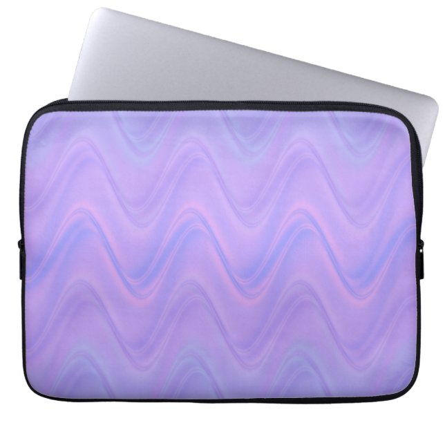 Lila Rosa Vågiga Linjemönster Laptop Fodral (Framsidan)