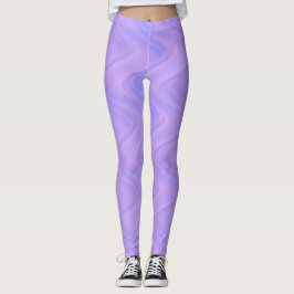 Lila Rosa Vågiga Linjemönster Leggings