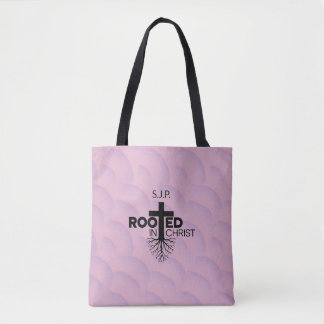 Lila Rosa Vågor av Bubblor Rotade i Kristus Kristn Tygkasse