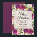 Lila  Rosa Vattenfärgad Blommigt 50:e födelsedagen Inbjudningar<br><div class="desc">Blommigt av botaniskt femtio och Fabulous/50:e födelsedagsfest inbjudan av plommon lila och  rosa.</div>