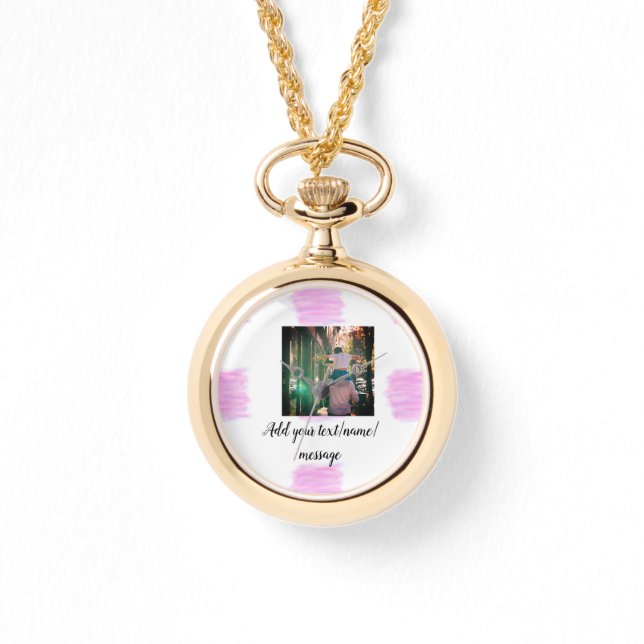 Lila rosa vattenfärgen far son pappa lägger till b armbandsur (Framsida)