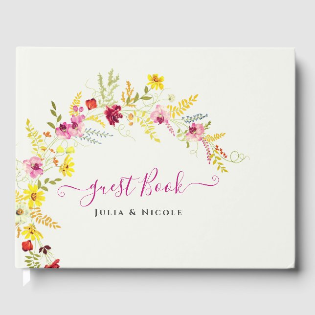 Lila Rosa Vild Orchid Blommor Utandning Bröllop Gästböcker (Framsida)