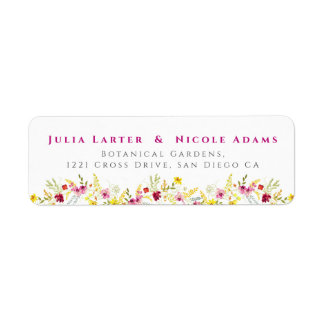 Lila Rosa Vild Orchidé Blommor Krans Bröllop Returadress Etikett