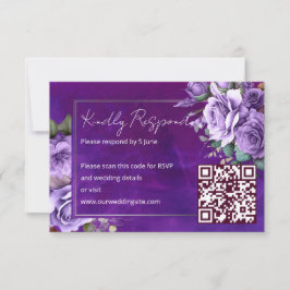 Lila rosa vintage rosor eleganta bröllop RSVP bil OSA Kort