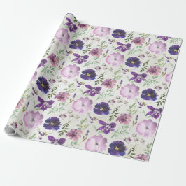 Lila Rosa Violet Orchid Peony Garden Wrapping Pa Presentpapper