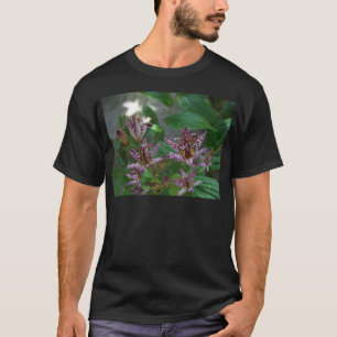 Lila rosa vit strimmig orkidé som blomkål t-shirt
