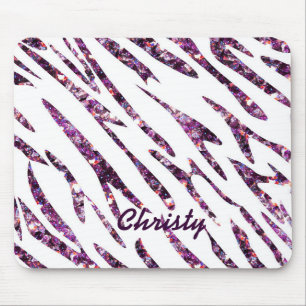 Lila Rosa Vit Zebraprint Glitter Musmattor