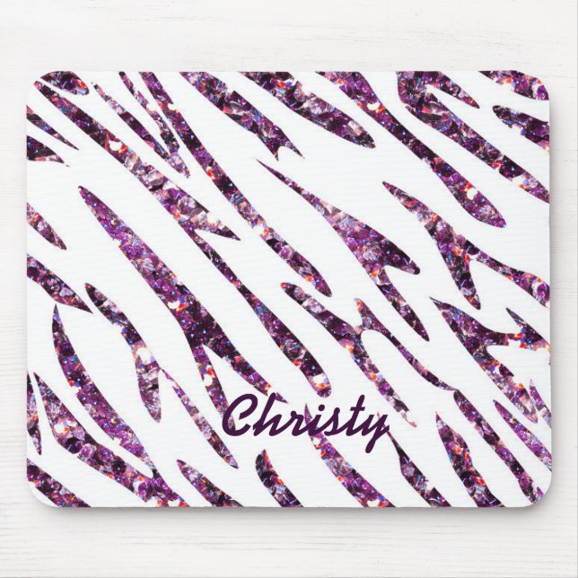 Lila Rosa Vit Zebraprint Glittrande Musmattor (Framsidan)