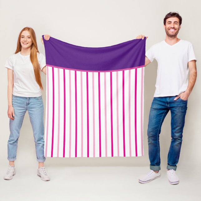 Lila Rosa Vita Ränder Fleecefilt (På plats)