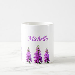 Lila rosa Vitblommor blommigt monogram Kaffemugg