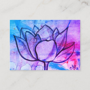Lila Rosa Watercolor Flower Elegant Artsy Lotus Visitkort