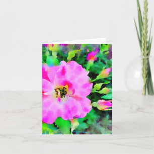 Lila Rosa Watercolor of Summer Rosor Tack Kort
