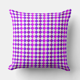 Lila Rosa White Checker Diamond Mönster Kudde