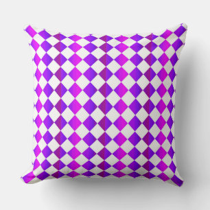 Lila Rosa White Checker Diamond Mönster Kudde