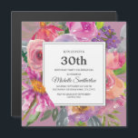 Lila Rosa Wildblomma 30års födelsedag Party Square Magnetisk Inbjudningskort<br><div class="desc">Färgstark lila och rosa vattenfärgssnäckor 30års födelsedag party är en kvadratisk magnetisk inbjudan till kvinnor. Kontakta oss om du behöver hjälp med anpassning eller om du vill begära matchande produkter.</div>