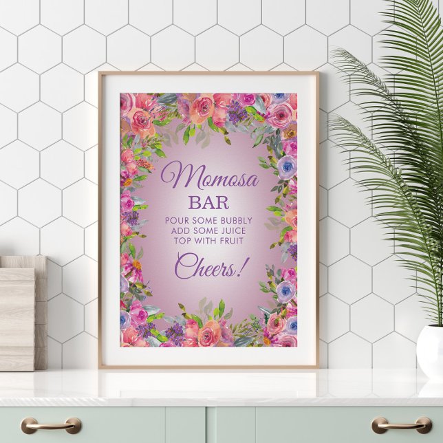 Lila Rosa WildblommBaby Shower Momosa Pub Poster (Skapare uppladdad)