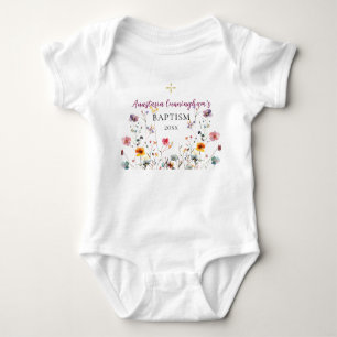 Lila Rosa Wildblommor Ortodox Christian Baptism T Shirt