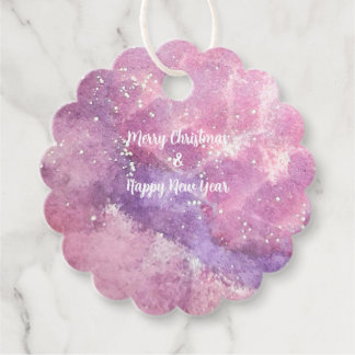 Lila Rosa Xmas Gott Nytt År Scalloped Gåvor Etiketter