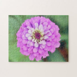 Lila Rosa Zinnia Flower Art Puzzle Pussel