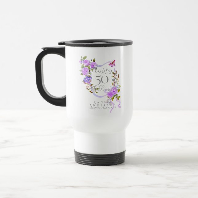 Lila Rosband 50-årsdag Resemugg (Vänster)