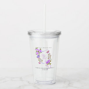Lila Rosband Monogram Bröllop Take Away Mugg