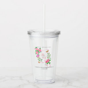 Lila rosband monogram bröllop take away mugg