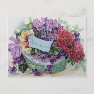 Lila Rosbukett Blommor Vykort