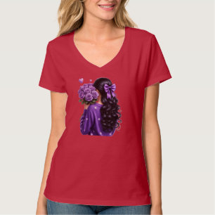 Lila rosbukett flicka digital konst t shirt