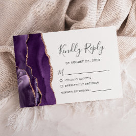Lila Roséguld Agat Bröllops RSVP OSA Kort