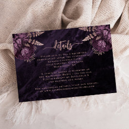 Lila Roséguld Blommig Script Bröllopsdetaljer Tilläggskort