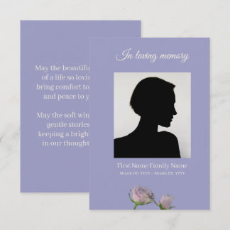Lila rosen begravningsbön kort