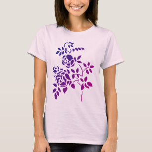 Lila Rosenknopp Stencil Art T-Shirt