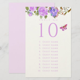 Lila rosett band Monogram bröllopsgästlista Brevpapper