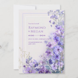 Lila Rosett Vildblomma Romantisk Ram Inbjudningar