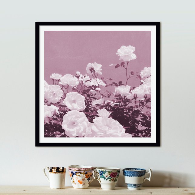 Lila rosor Blommig trädgård Foto Konsttryck Affisc Poster (Skapare uppladdad)