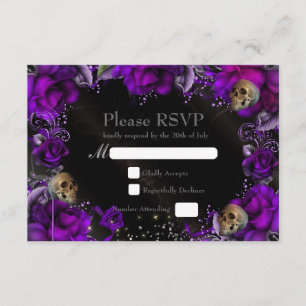 Lila rosor & Dödskallar Gothic bröllop RSVP-kort OSA Kort