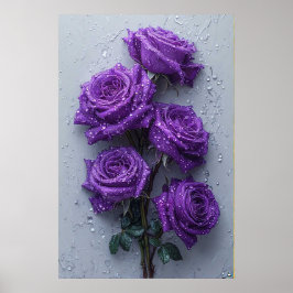 Lila rosor med vattendroppar poster