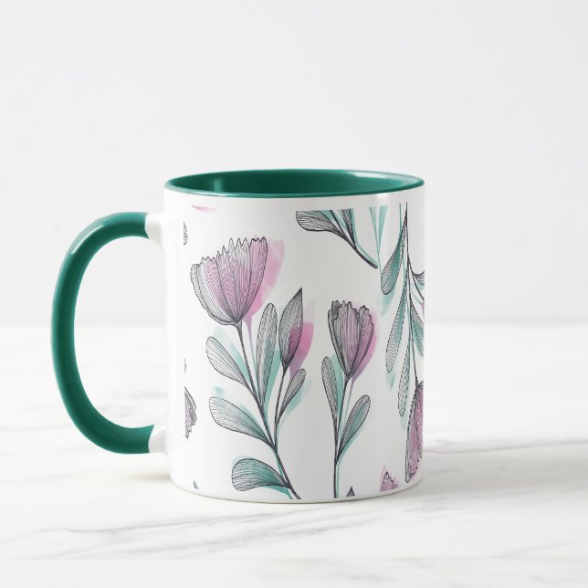 Lila rosor mugg (Vänster)